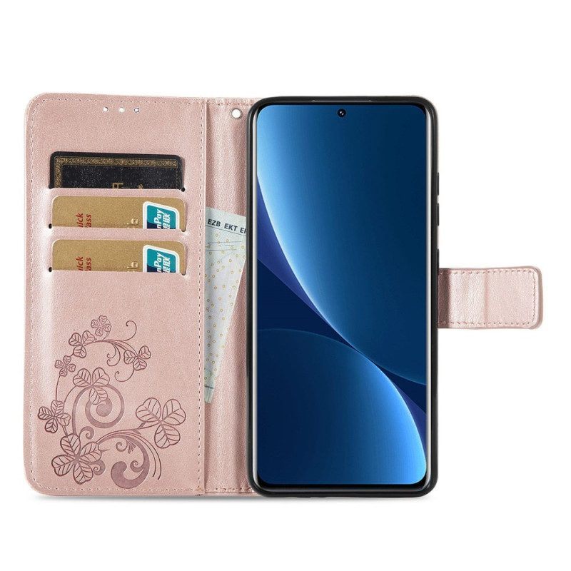 Folio-hoesje voor Xiaomi 12T / 12T Pro Met Ketting Bloemen Met Kleine Bandjes