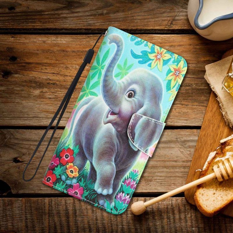 Folio-hoesje voor Xiaomi 12T / 12T Pro Met Ketting Don't Touch Me Olifant Met Riem