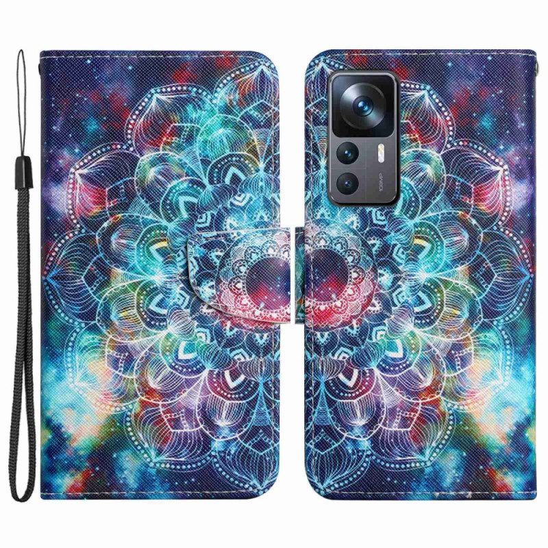 Folio-hoesje voor Xiaomi 12T / 12T Pro Met Ketting Flitsende Strappy Mandala