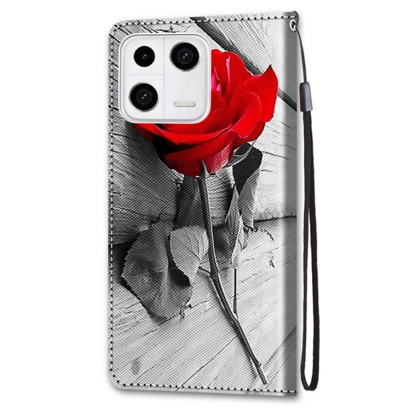 Folio-hoesje voor Xiaomi 13 Bloemen Met Riem