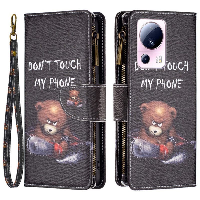 Folio-hoesje voor Xiaomi 13 Lite Portemonnee Leren Dangerous Bear-portemonnee