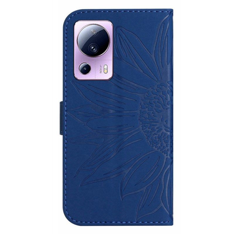 Folio-hoesje voor Xiaomi 13 Lite Zonnebloem Met Lanyard