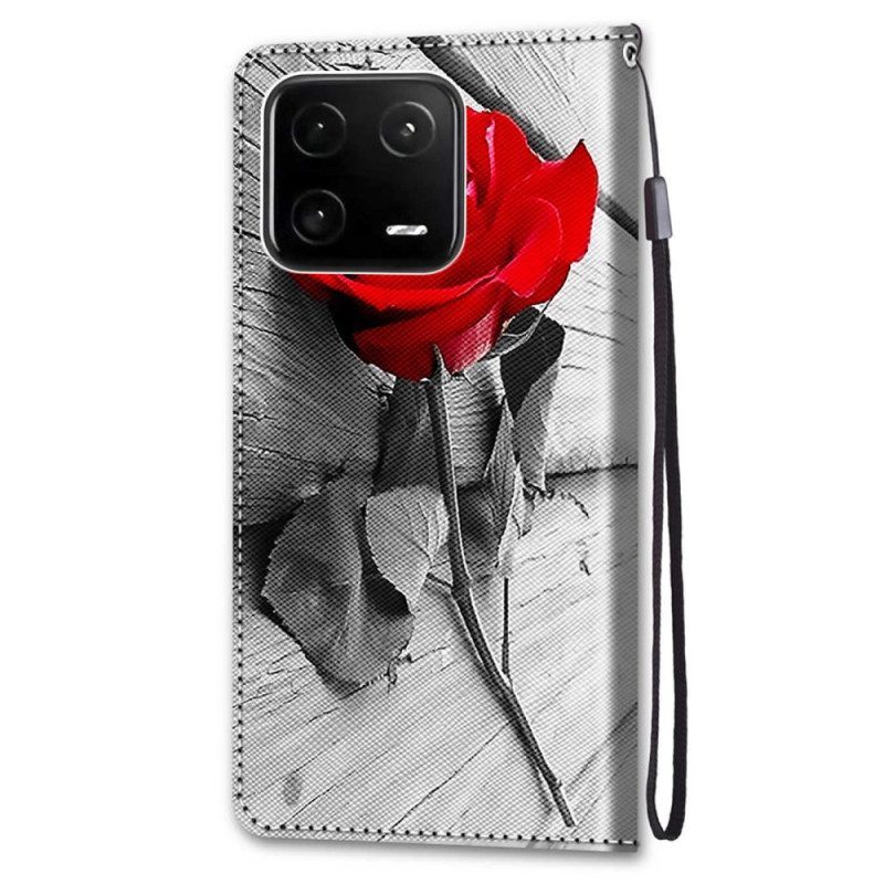 Folio-hoesje voor Xiaomi 13 Pro Bloemen Met Riem