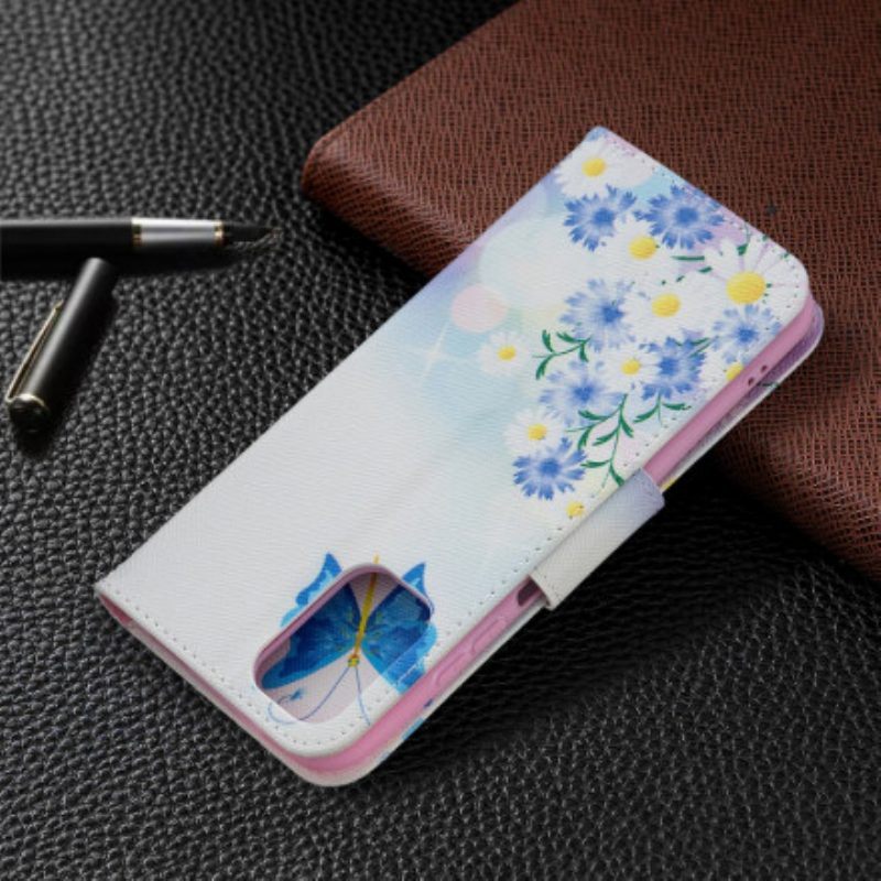 Folio-hoesje voor Xiaomi Redmi Note 10 / 10S Geschilderde Vlinders En Bloemen