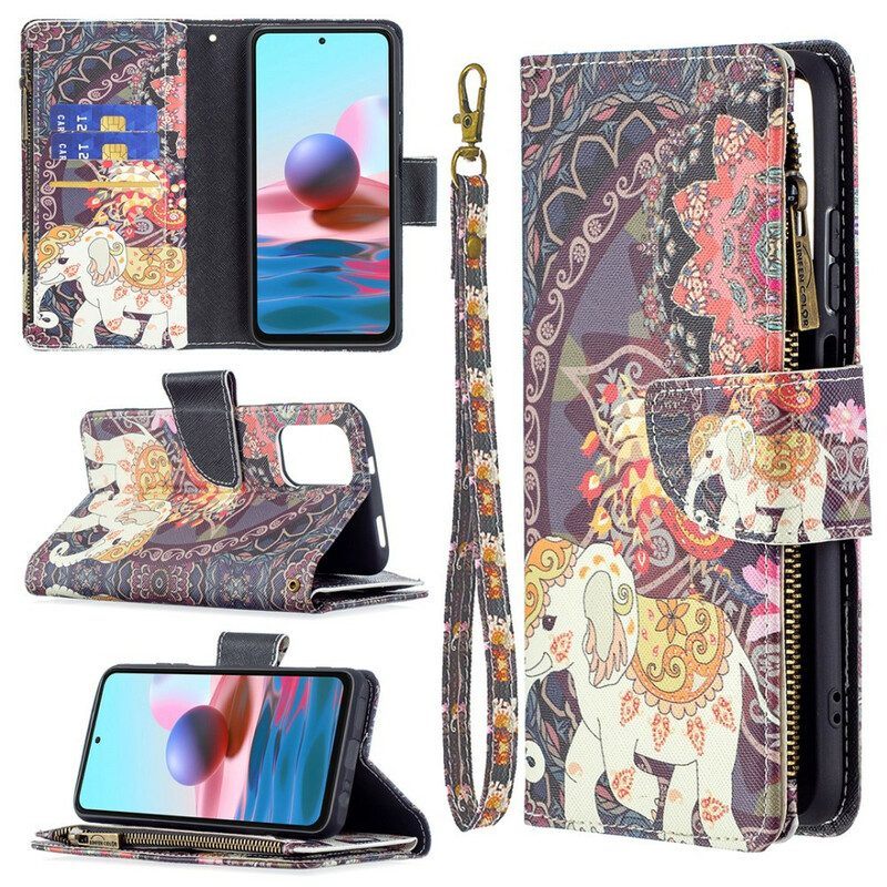 Folio-hoesje voor Xiaomi Redmi Note 10 / 10S Olifantenzak Met Ritssluiting