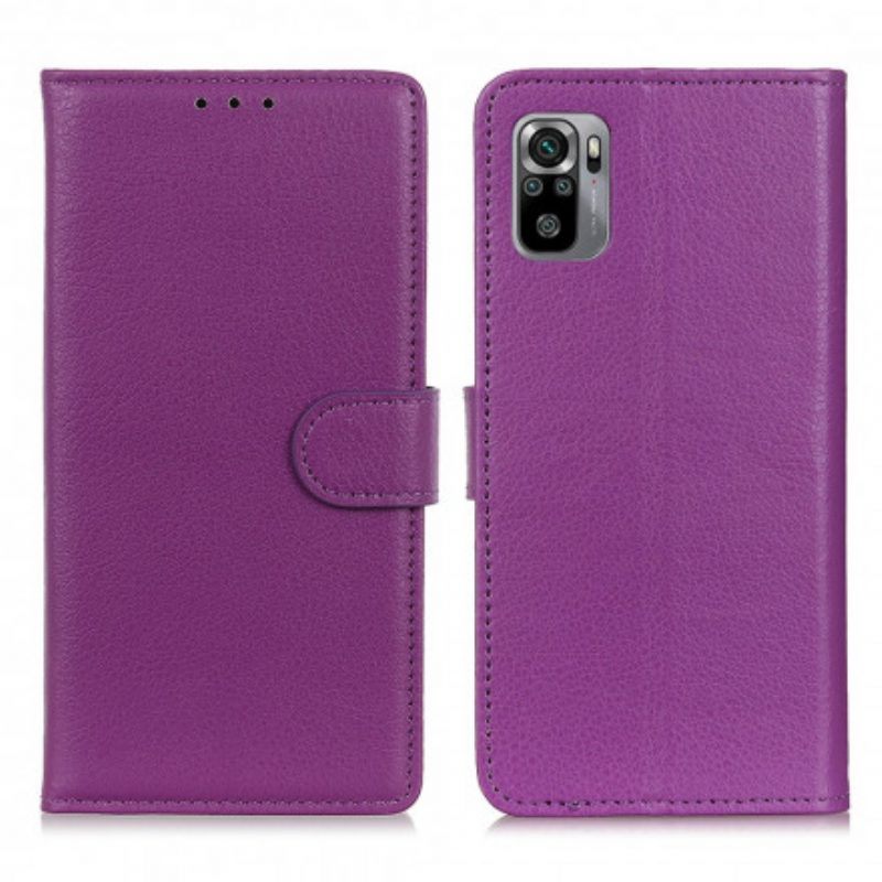 Folio-hoesje voor Xiaomi Redmi Note 10 / 10S Premium Litchi-leereffect