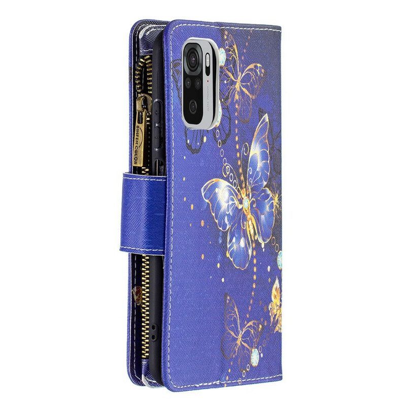 Folio-hoesje voor Xiaomi Redmi Note 10 / 10S Vlinders Zak Met Ritssluiting