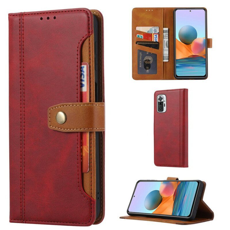 Folio-hoesje voor Xiaomi Redmi Note 10 / 10S Voorkaarthouder En Riem