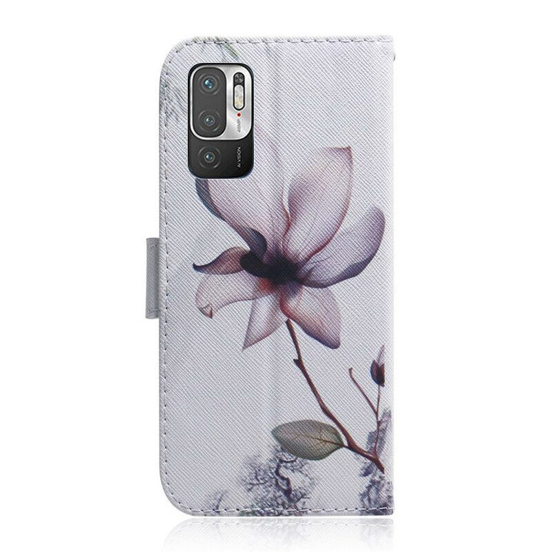 Folio-hoesje voor Xiaomi Redmi Note 10 5G Bloem Stoffig Roze