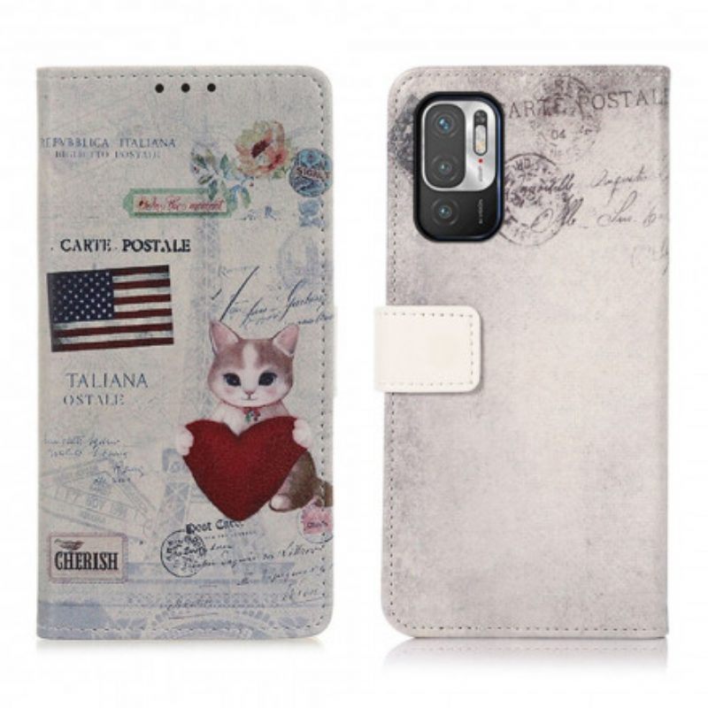 Folio-hoesje voor Xiaomi Redmi Note 10 5G Reiziger Kat