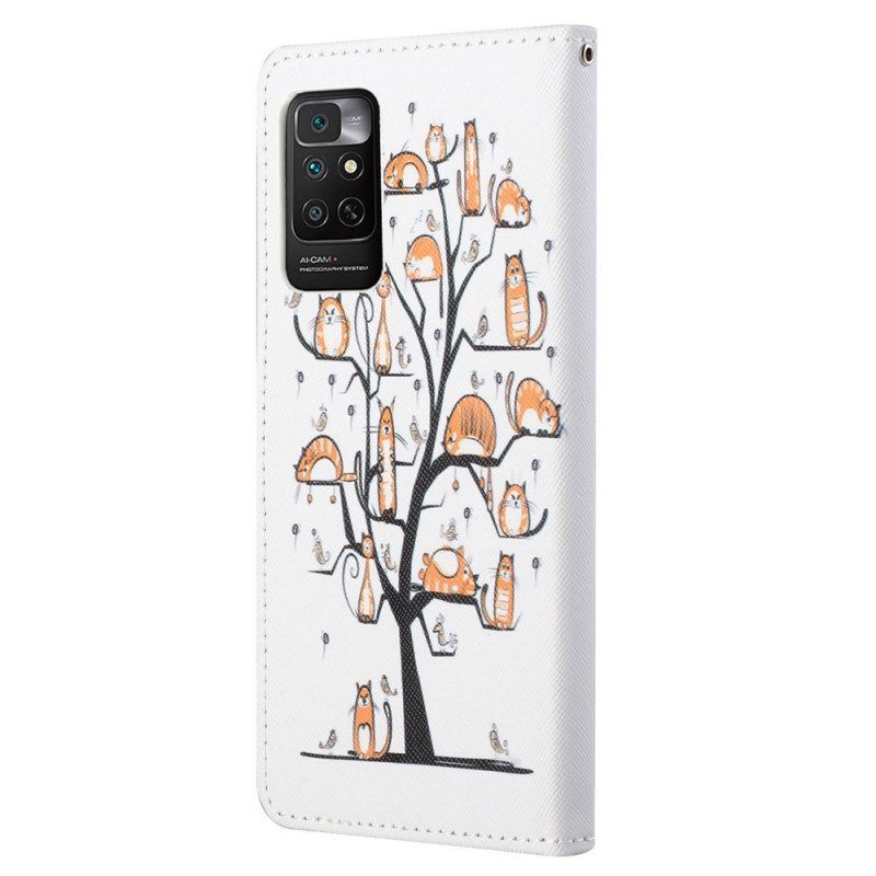 Folio-hoesje voor Xiaomi Redmi Note 11 / 11S Met Ketting Funky Cats Met Riem