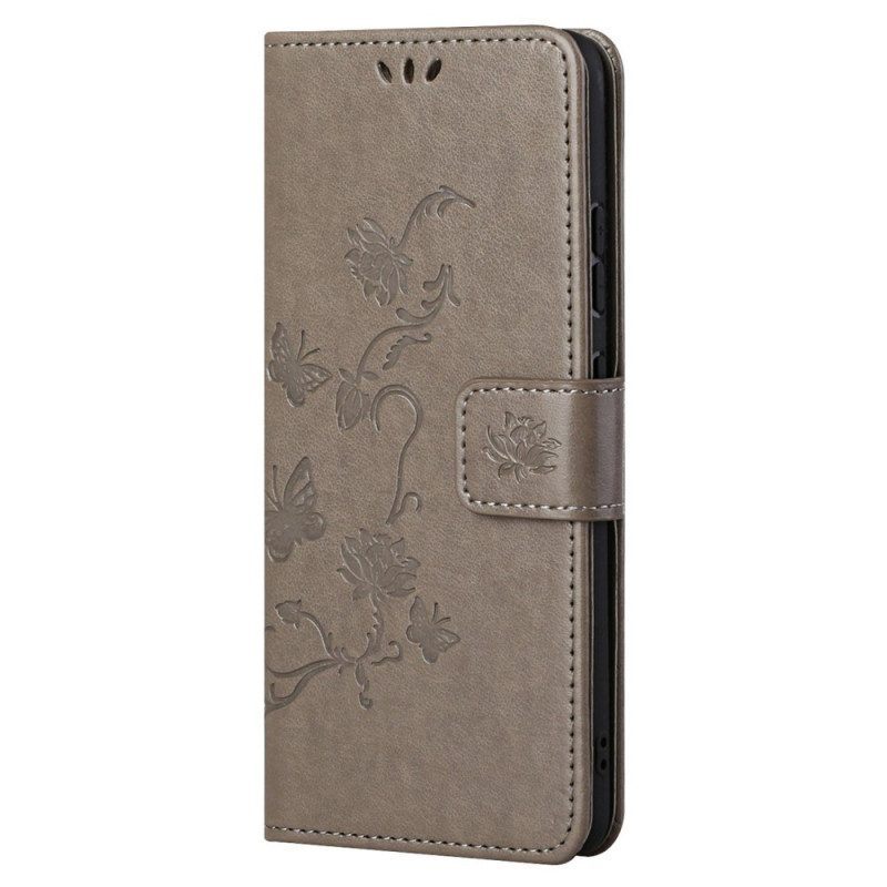 Folio-hoesje voor Xiaomi Redmi Note 11 / 11S Met Ketting Riem Bloemen