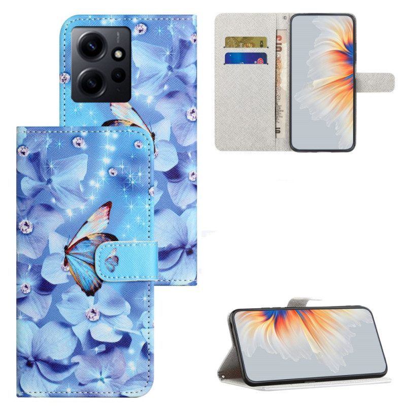 Folio-hoesje voor Xiaomi Redmi Note 12 4G Met Ketting Blauwe Band