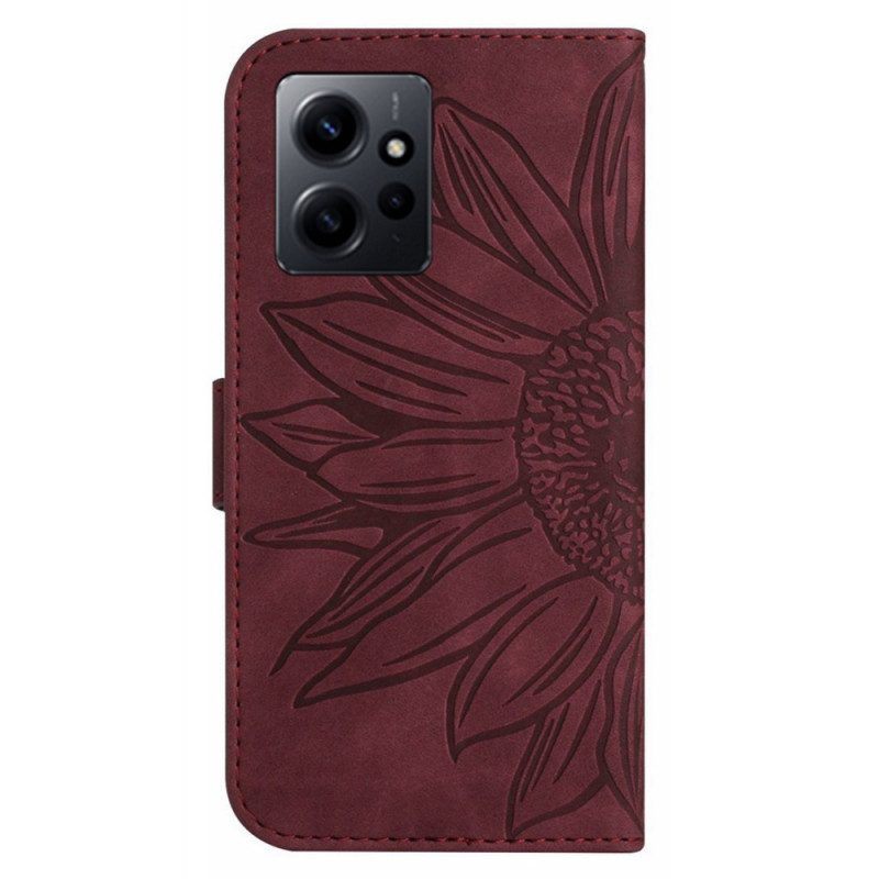 Folio-hoesje voor Xiaomi Redmi Note 12 4G Met Ketting Strakke Zonnebloem