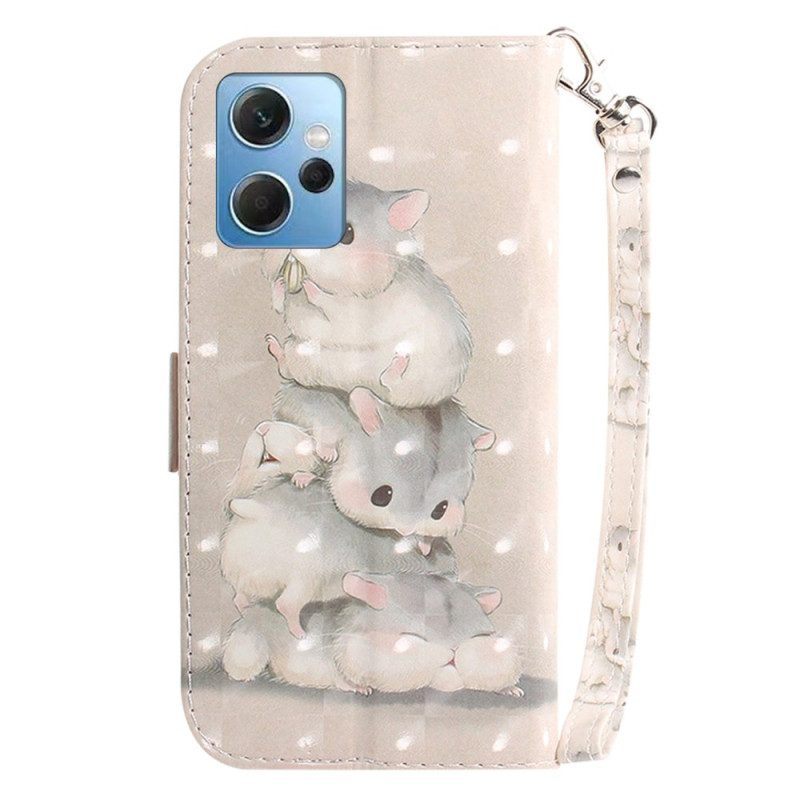 Folio-hoesje voor Xiaomi Redmi Note 12 4G Met Ketting String Eekhoorns