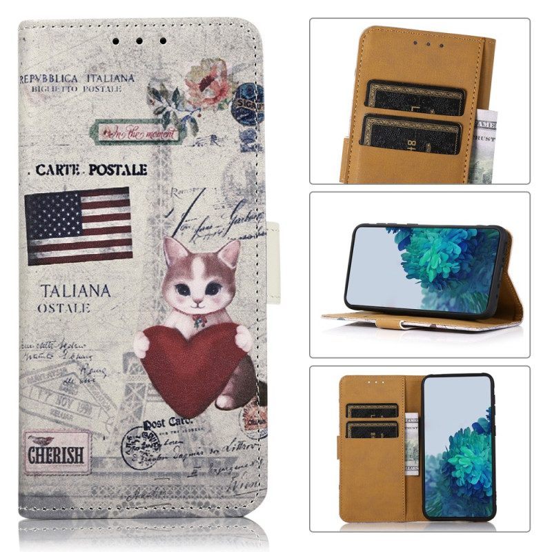 Folio-hoesje voor Xiaomi Redmi Note 12 4G Reiziger Kat