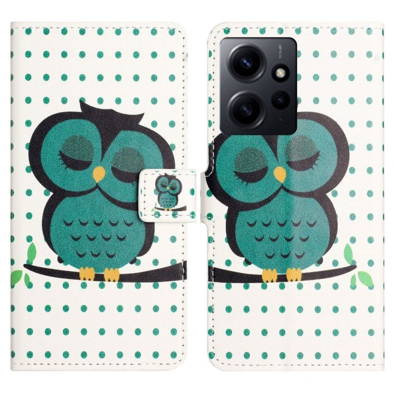 Folio-hoesje voor Xiaomi Redmi Note 12 4G Slapende Uil