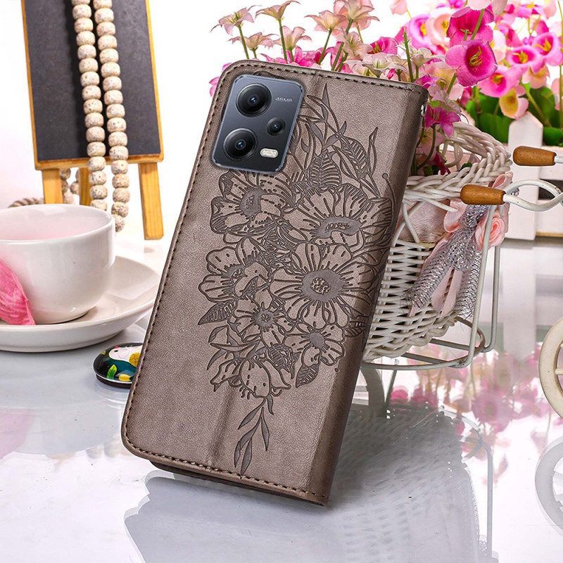 Folio-hoesje voor Xiaomi Redmi Note 12 5G Bloemen Vlinder