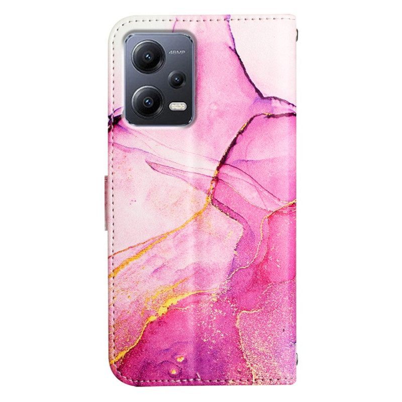 Folio-hoesje voor Xiaomi Redmi Note 12 5G Marmeren Schouderriem