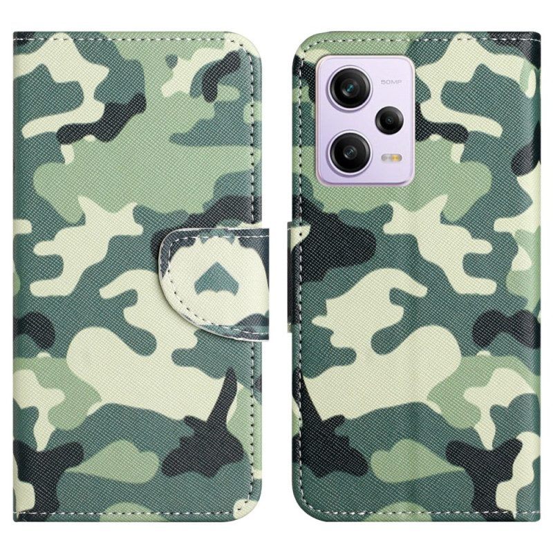 Folio-hoesje voor Xiaomi Redmi Note 12 5G Met Ketting Camouflage Met Bandjes