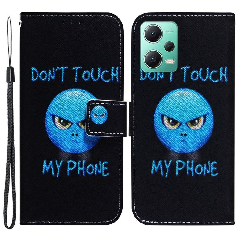 Folio-hoesje voor Xiaomi Redmi Note 12 5G Met Ketting Lanyard Emoji-telefoon