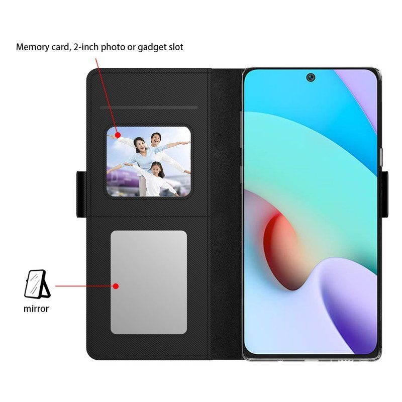 Folio-hoesje voor Xiaomi Redmi Note 12 5G Verwijderbare Spiegel En Kaarthouder