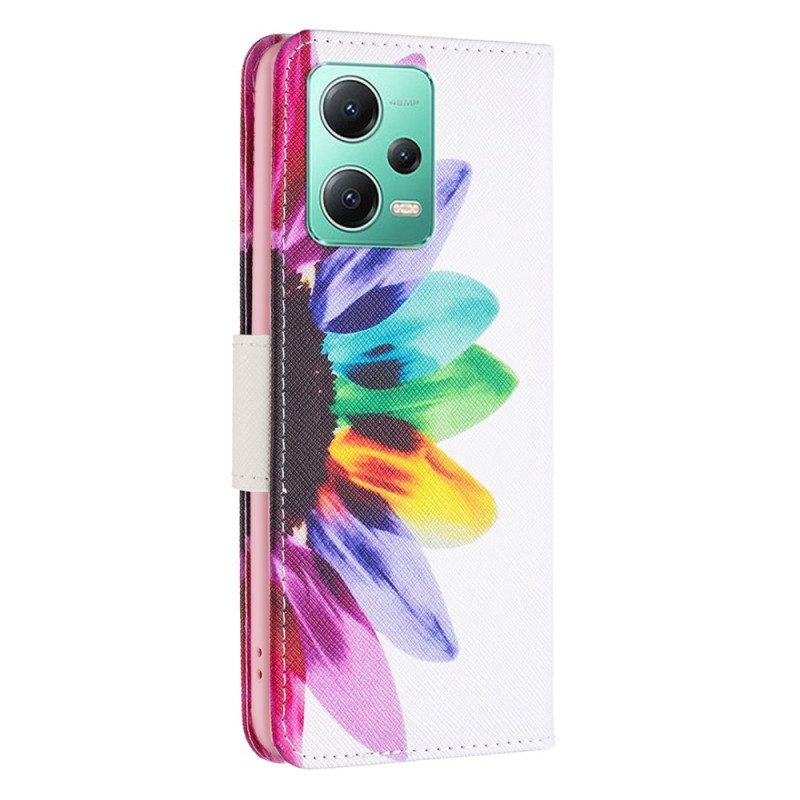 Folio-hoesje voor Xiaomi Redmi Note 12 5G Waterverf Bloem