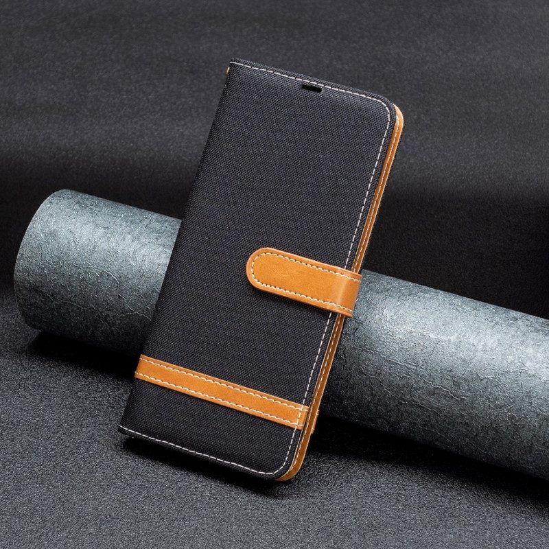 Folio-hoesje voor Xiaomi Redmi Note 12 Pro Met Ketting Band Van Stof En Leereffect