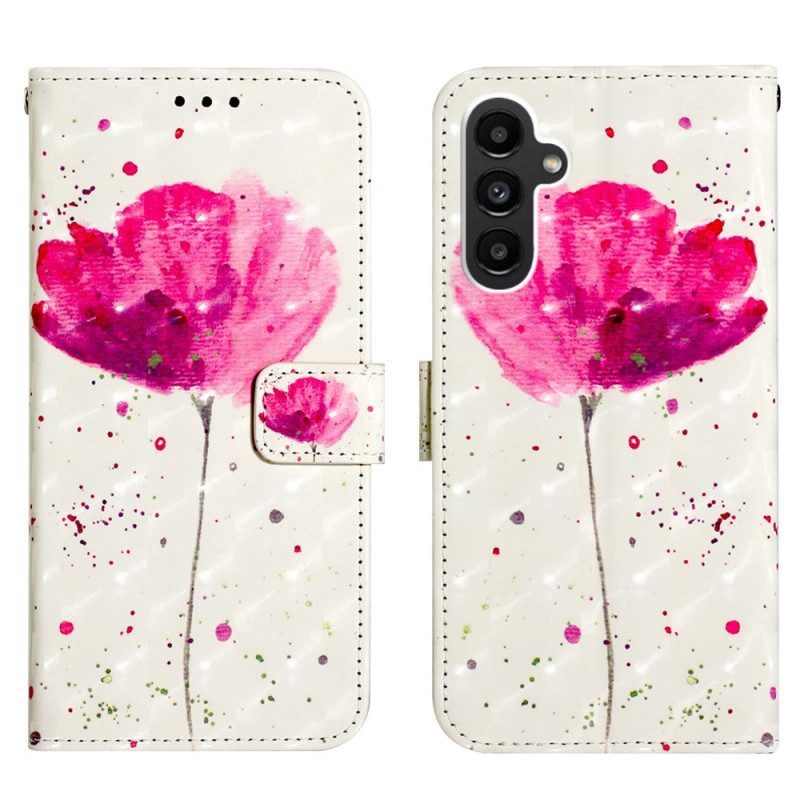 Hoesje Flip Case voor Samsung Galaxy A14 / A14 5G Met Ketting Gehard Glas Hallo