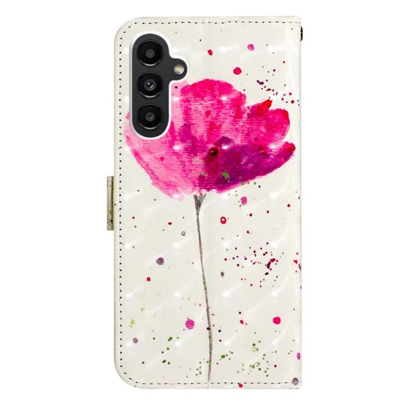 Hoesje Flip Case voor Samsung Galaxy A14 / A14 5G Met Ketting Gehard Glas Hallo