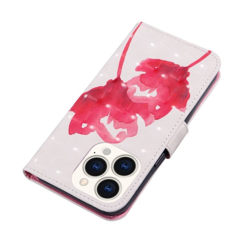 Hoesje Folio-hoesje voor iPhone 14 Pro Max Aquarel Papaver