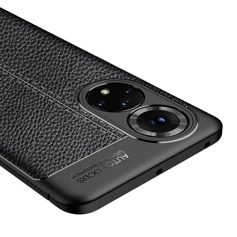 Hoesje voor Honor 50 Dubbellijnig Litchi-leereffect