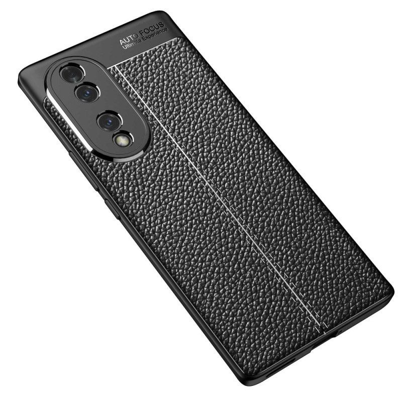 Hoesje voor Honor 70 Dubbellijnig Litchi-leereffect