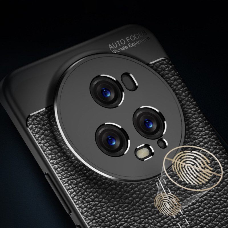 Hoesje voor Honor Magic 5 Pro Dubbellijnig Litchi-leereffect