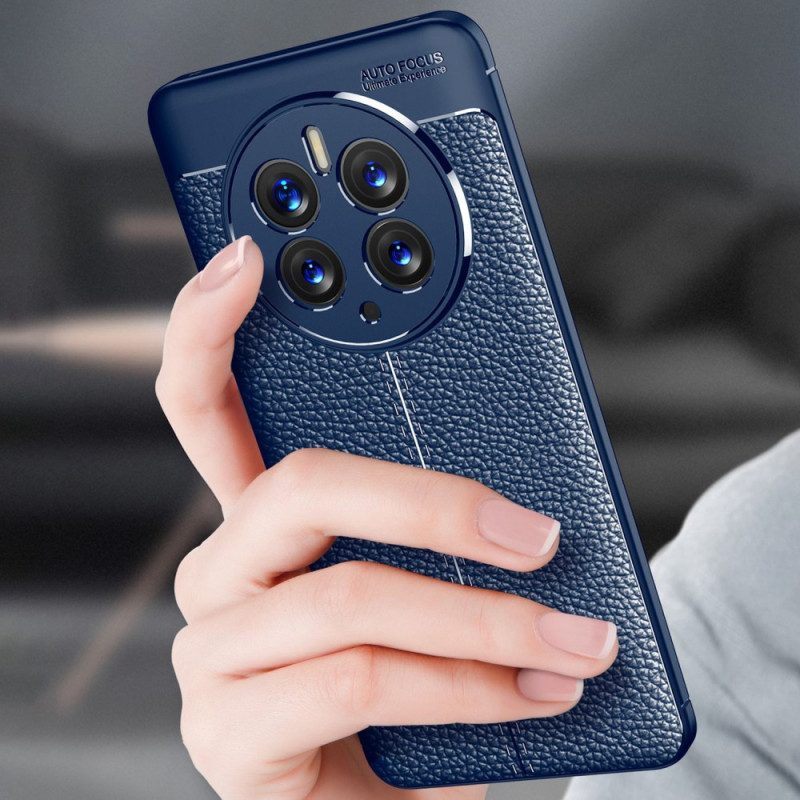 Hoesje voor Huawei Mate 50 Pro Dubbellijnig Litchi-leereffect