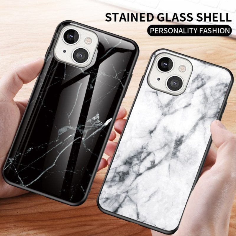 Hoesje voor iPhone 14 Marmer Gehard Glas