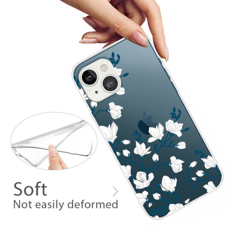 Hoesje voor iPhone 14 Plus Witte Bloemen