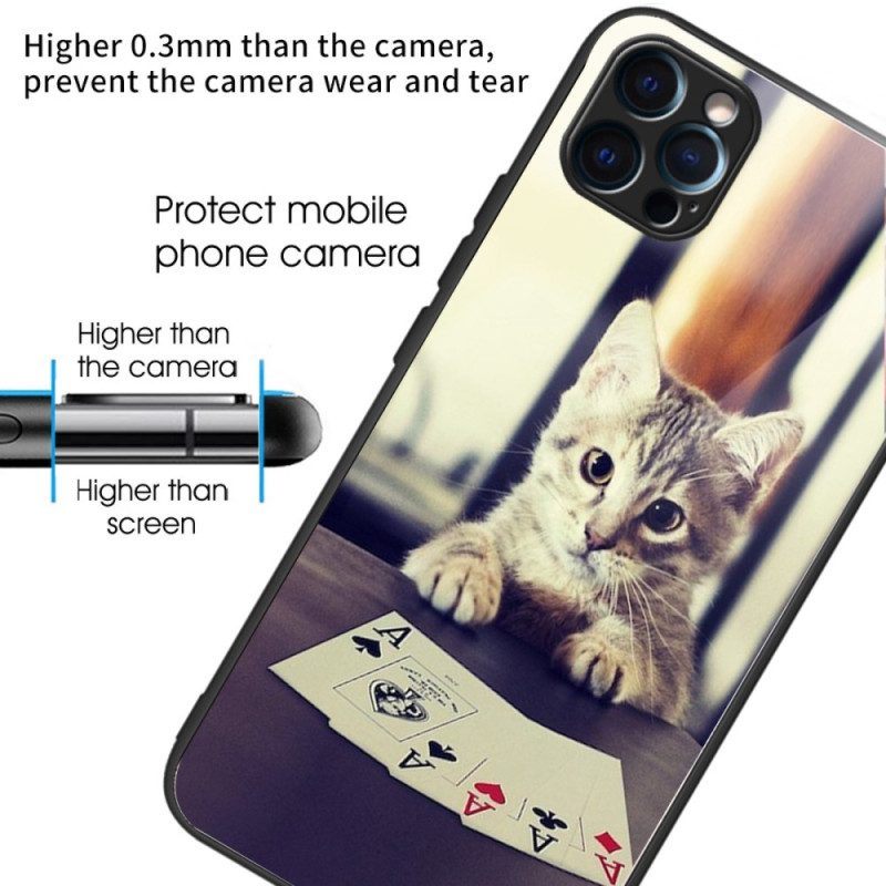 Hoesje voor iPhone 14 Pro Max Pokerkat Van Gehard Glas