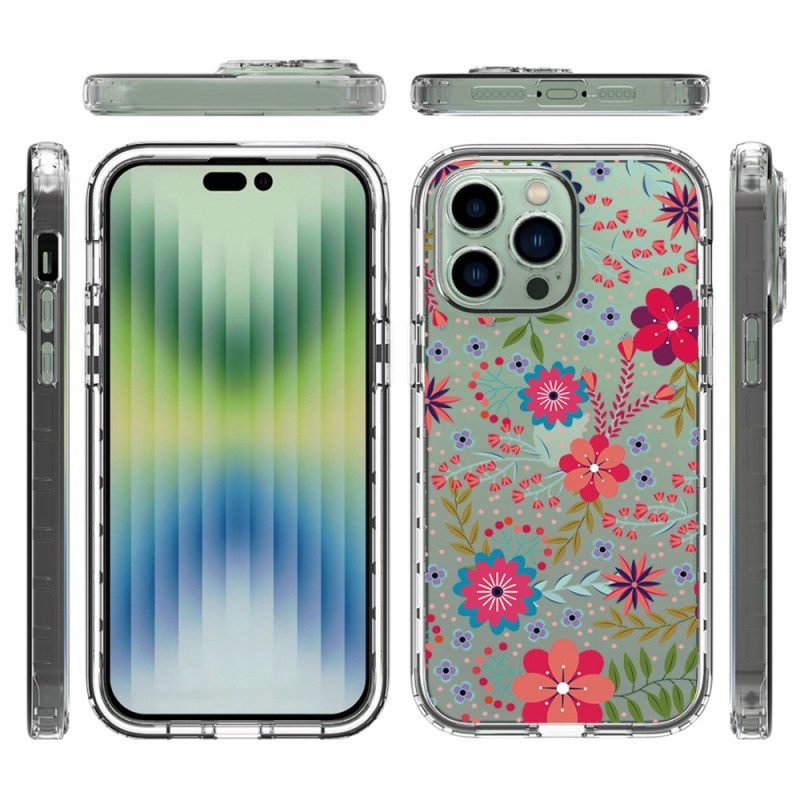 Hoesje voor iPhone 14 Pro Max Verbeterde Bloemen