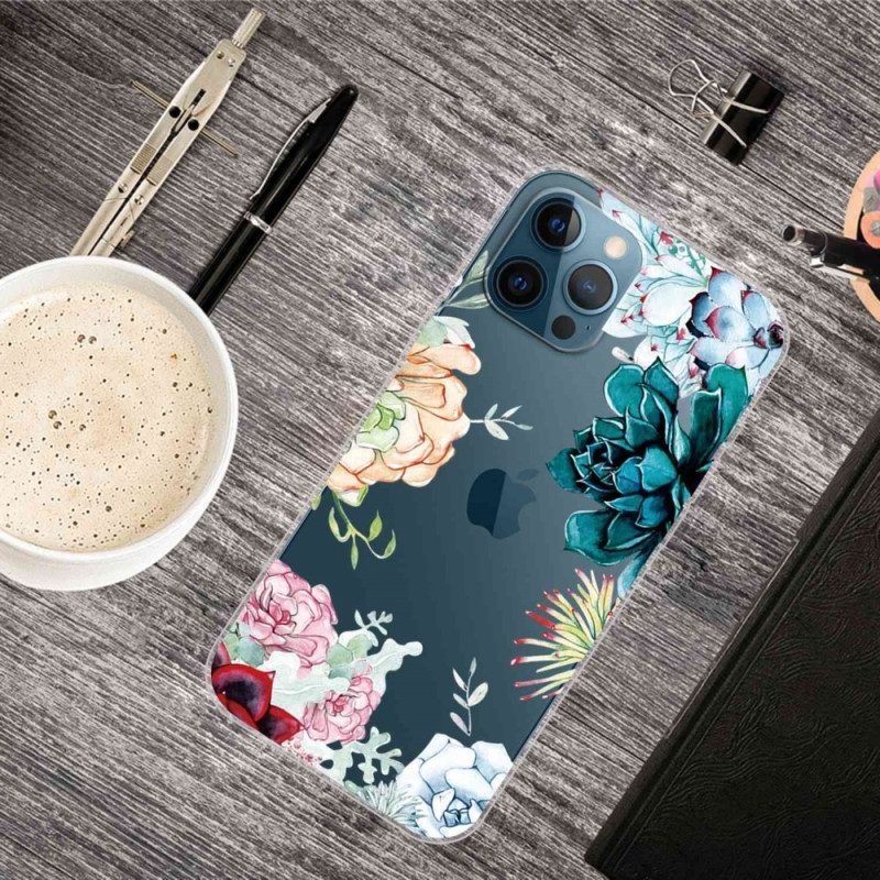 Hoesje voor iPhone 14 Pro Naadloze Aquarel Bloemen