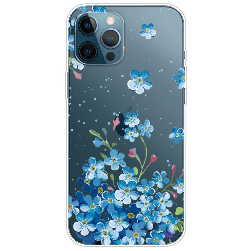 Hoesje voor iPhone 14 Pro Naadloze Blauwe Bloemen