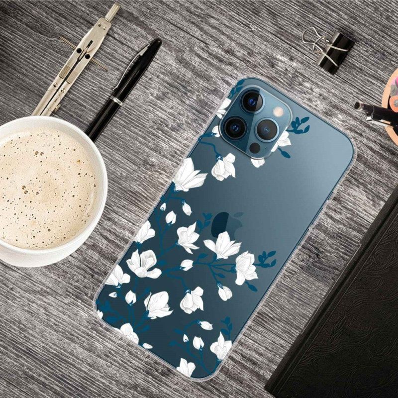 Hoesje voor iPhone 14 Pro Naadloze Witte Bloemen