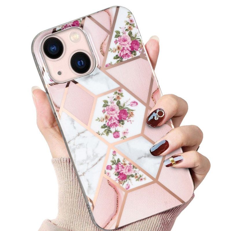 Hoesje voor iPhone 15 Plus Bloemenmarmer