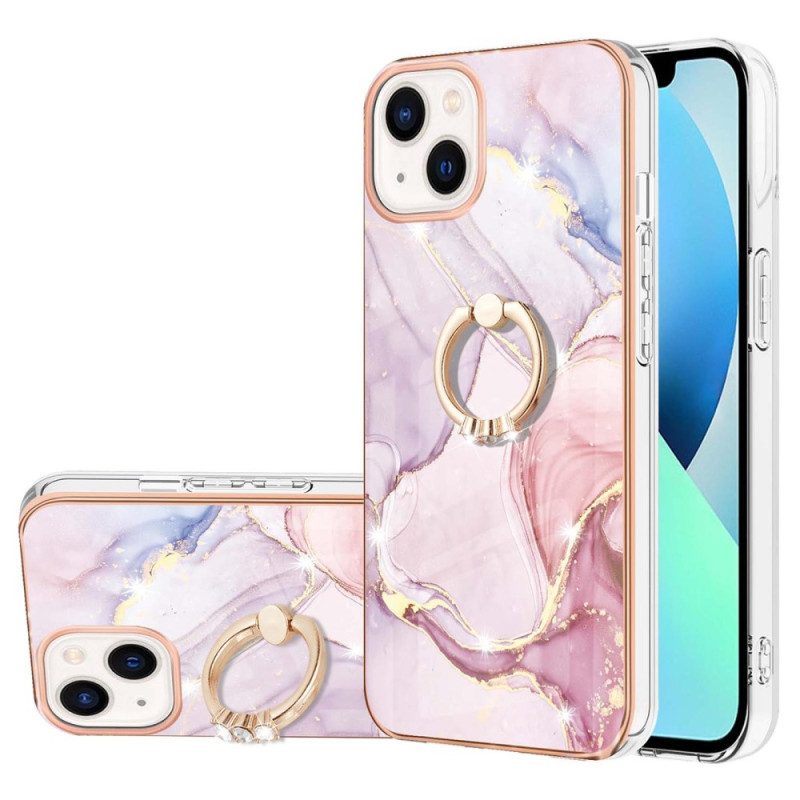 Hoesje voor iPhone 15 Plus Marmeren Stijl Met Steunring