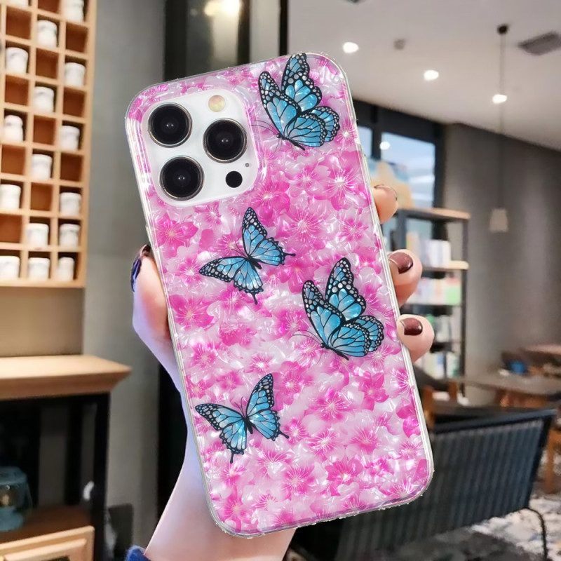 Hoesje voor iPhone 15 Pro Bloemen En Vlinders