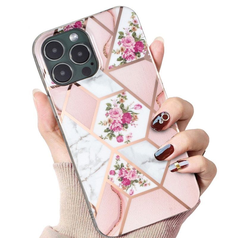 Hoesje voor iPhone 15 Pro Bloemenmarmer