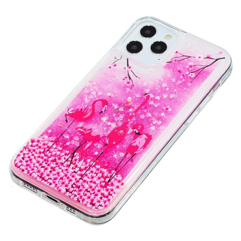 Hoesje voor iPhone 15 Pro Flamingoglitter