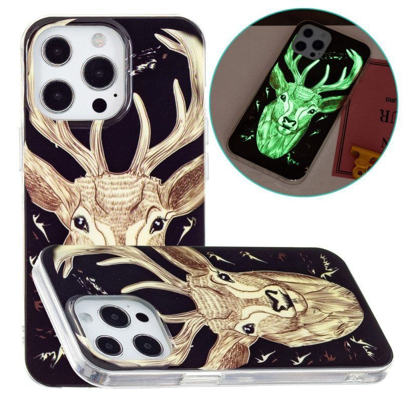 Hoesje voor iPhone 15 Pro Fluorescerend Hert