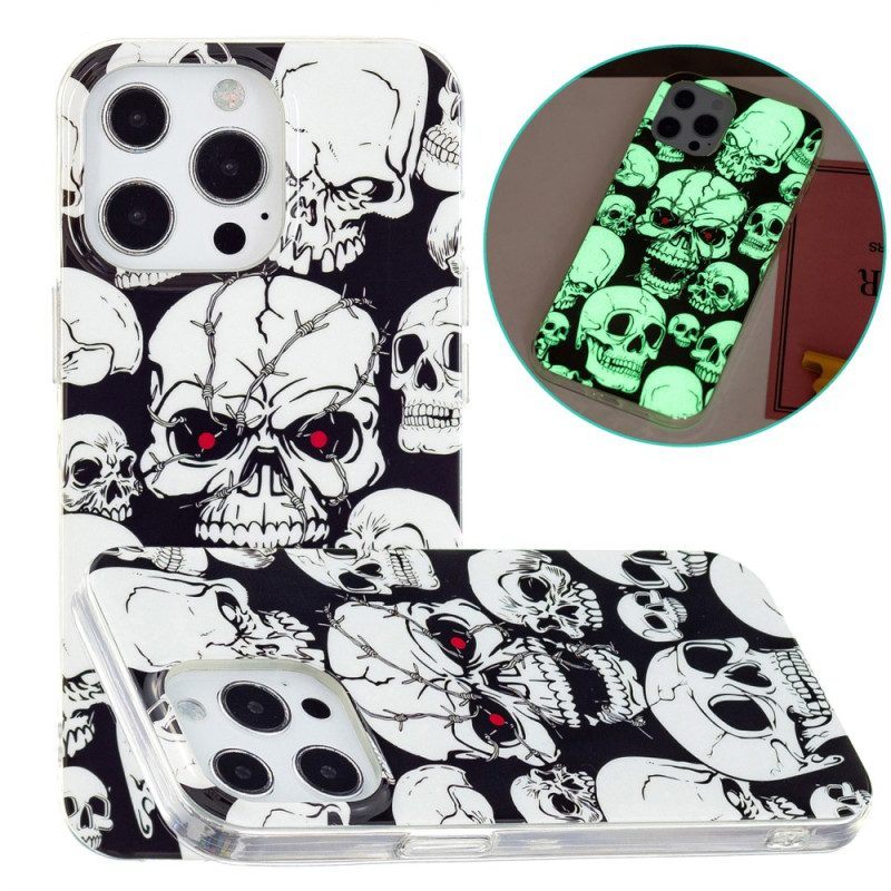 Hoesje voor iPhone 15 Pro Fluorescerende Schedel