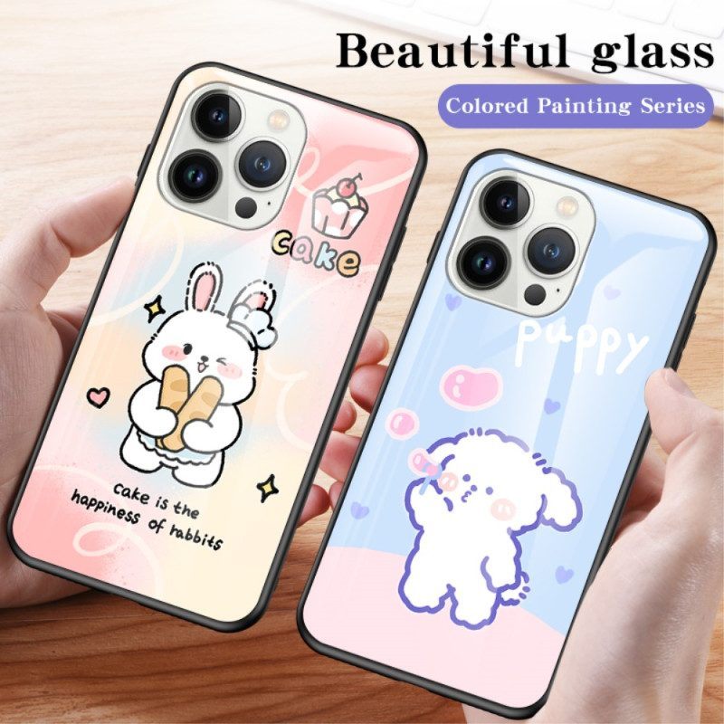 Hoesje voor iPhone 15 Pro Happy Rabbit Gehard Glas